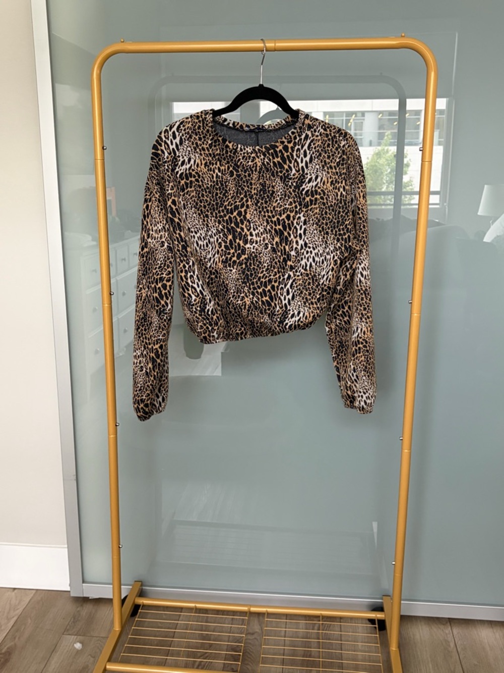 Zara Leopard Print Cropped Pullover - Brown/Black